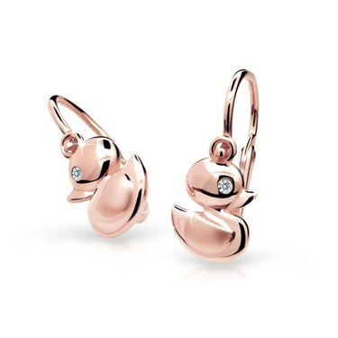 Dětské náušnice Danfil kačenky C1954 z růžového zlata, zapínání brizura