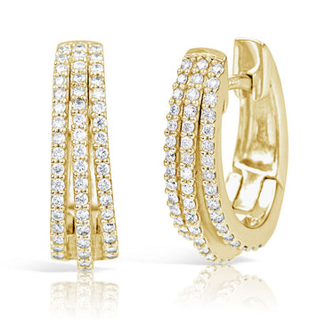 Zlaté dámské náušnice DF 3268, briliantové, žluté zlato