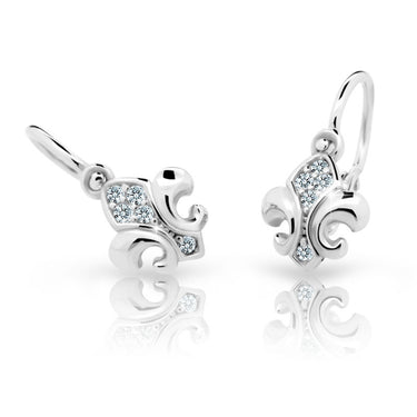 Dětské náušnice Danfil C2219 z bílého zlata s kamínky White, zapínání brizura