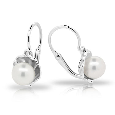 Dětské perlové náušnice Danfil C2394 z bílého zlata, zapínání brizura