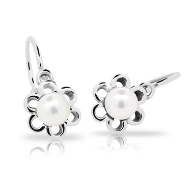 Dětské perlové náušnice Danfil C2406 z bílého zlata, zapínání brizura