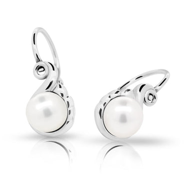 Dětské perlové náušnice Danfil C2408 z bílého zlata, zapínání brizura