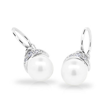 Dětské perlové náušnice Danfil C2412 z bílého zlata, zapínání brizura