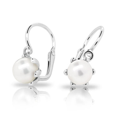 Dětské perlové náušnice Danfil C2482 z bílého zlata, zapínání brizura