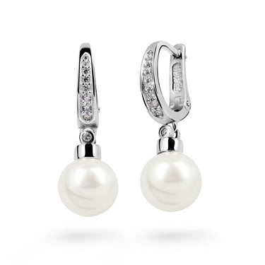 Zlaté perlové náušnice DF 2642, sladkovodní, bílé zlato