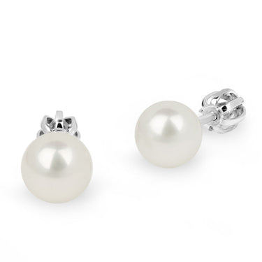 Zlaté dámské náušnice DF 2749-7, sladkovodní perla, bílé zlato