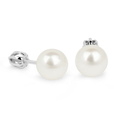 Zlaté dámské náušnice DF 2749-8, sladkovodní perla, bílé zlato