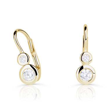 Zlaté dámské náušnice DF 3826, briliantové, žluté zlato