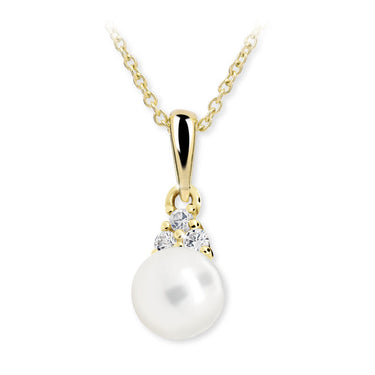 Dětský perlový přívěsek Danfil C2235 ze žlutého zlata, přírodní sladkovodní perla