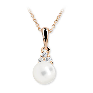 Dětský přívěsek s perlou Danfil C2235 z růžového zlata, přírodní sladkovodní perla