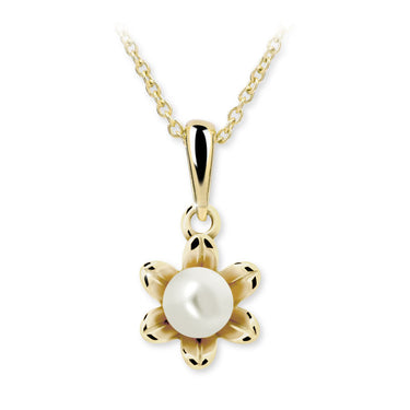Dětský perlový přívěsek Danfil C2239 ze žlutého zlata, přírodní sladkovodní perla