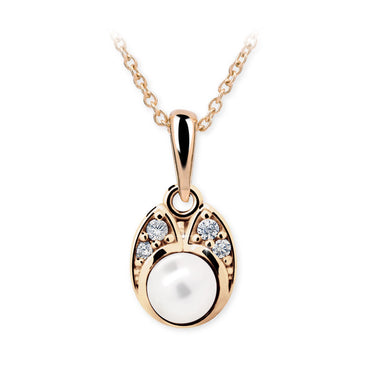 Dětský přívěsek s perlou Danfil C2254 z růžového zlata, přírodní sladkovodní perla