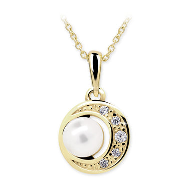 Dětský perlový přívěsek Danfil C2256 ze žlutého zlata, přírodní sladkovodní perla