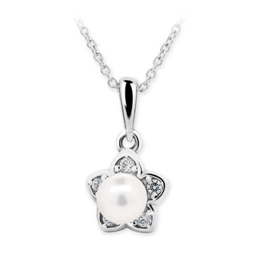 Dětský přívěsek s perlou Danfil C2387 z bílého zlata, přírodní sladkovodní perla