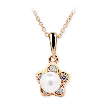 Dětský perlový přívěsek Danfil C2387 z růžového zlata, přírodní sladkovodní perla