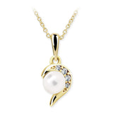 Dětský přívěsek s perlou Danfil C2389 ze žlutého zlata, přírodní sladkovodní perla