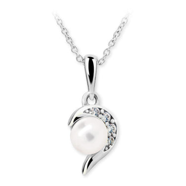 Dětský přívěsek s perlou Danfil C2389 z bílého zlata, přírodní sladkovodní perla