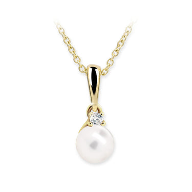 Dětský perlový přívěsek Danfil C2392 ze žlutého zlata, přírodní sladkovodní perla