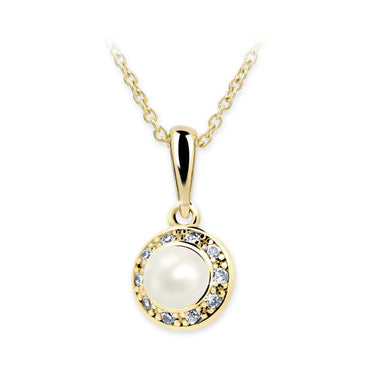 Dětský perlový přívěsek Danfil C2393 ze žlutého zlata, přírodní sladkovodní perla