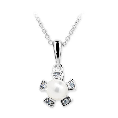 Dětský přívěsek s perlou Danfil C2395 z bílého zlata, přírodní sladkovodní perla