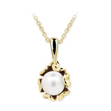 Dětský přívěsek s perlou Danfil C2396 ze žlutého zlata, přírodní sladkovodní perla