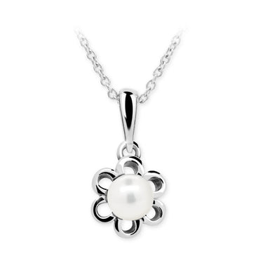 Dětský přívěsek s perlou Danfil C2406 z bílého zlata, přírodní sladkovodní perla