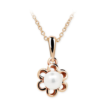 Dětský přívěsek s perlou Danfil C2406 z růžového zlata, přírodní sladkovodní perla