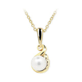 Dětský přívěsek s perlou Danfil C2408 ze žlutého zlata, přírodní sladkovodní perla