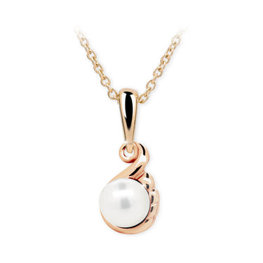 Dětský přívěsek s perlou Danfil C2408 z růžového zlata, přírodní sladkovodní perla