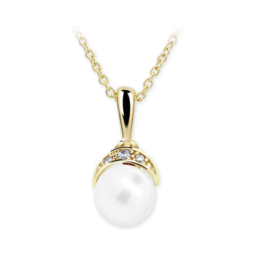 Dětský přívěsek s perlou Danfil C2412 ze žlutého zlata, přírodní sladkovodní perla