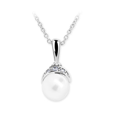 Dětský přívěsek s perlou Danfil C2412 z bílého zlata, přírodní sladkovodní perla