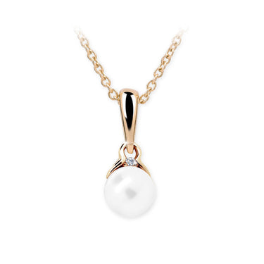 Dětský přívěsek s perlou Danfil C2416 z růžového zlata, přírodní sladkovodní perla