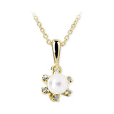 Dětský přívěsek s perlou Danfil C2487 ze žlutého zlata, přírodní sladkovodní perla