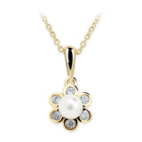Dětský perlový přívěsek Danfil C2489 ze žlutého zlata, přírodní sladkovodní perla
