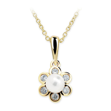 Dětský perlový přívěsek Danfil C2489 ze žlutého zlata, přírodní sladkovodní perla