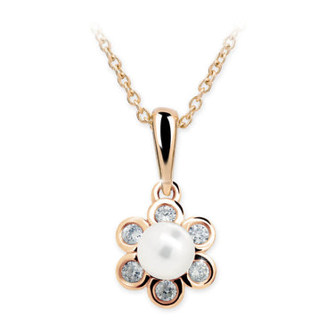 Dětský perlový přívěsek Danfil C2489 z růžového zlata, přírodní sladkovodní perla