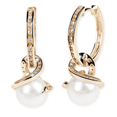 Zlaté perlové náušnice DF 3126, sladkovodní perly, růžové zlato