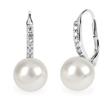 Zlaté perlové náušnice DF 3122, přírodní perly, bílé zlato