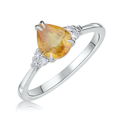 Zlatý zásnubní prsten DF 4292, bílé zlato, citrín