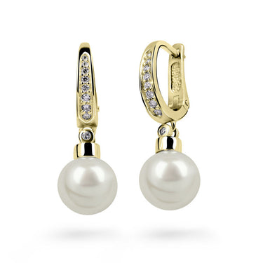 Zlaté perlové náušnice DF 2642, sladkovodní, žluté zlato