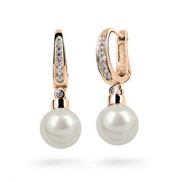Zlaté perlové náušnice DF 2642, sladkovodní, růžové zlato