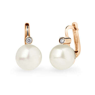 Zlaté perlové náušnice DF 2644, sladkovodní, růžové zlato