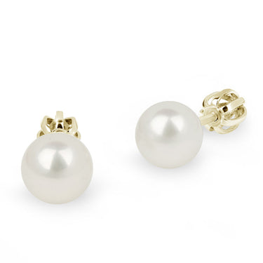 Zlaté dámské náušnice DF 2749-7, sladkovodní perla, žluté zlato