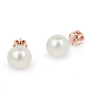 Zlaté dámské náušnice DF 2749-7, sladkovodní perla, růžové zlato