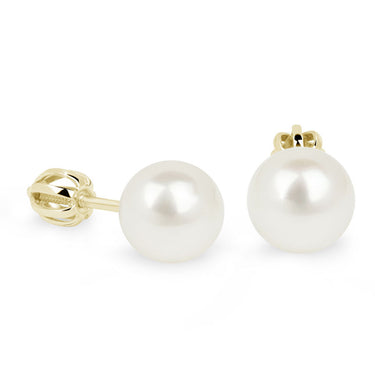 Zlaté dámské náušnice DF 2749-8, sladkovodní perla, žluté zlato