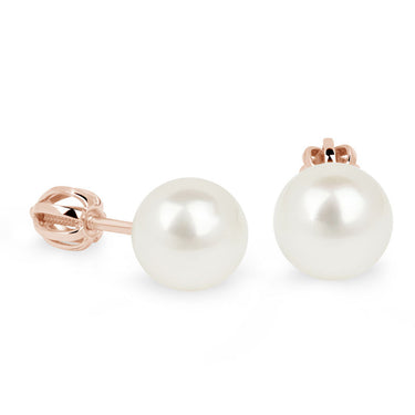 Zlaté dámské náušnice DF 2749-8, sladkovodní perla, růžové zlato