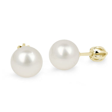 Zlaté dámské náušnice DF 2749-9, sladkovodní perla, žluté zlato