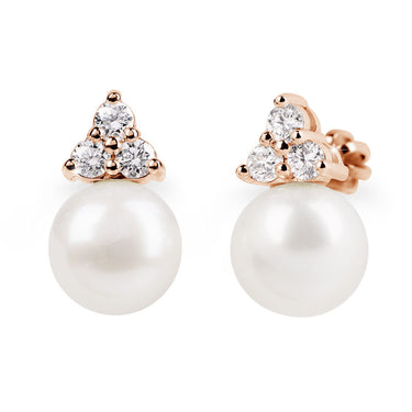 Zlaté perlové náušnice DF 2665, sladkovodní, růžové zlato