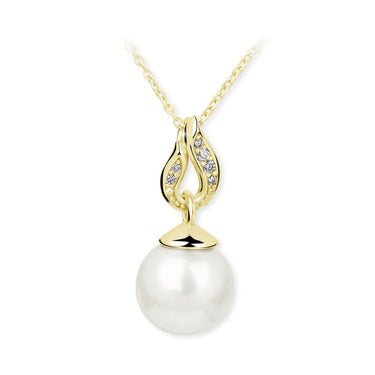 Zlatý perlový přívěsek DF 3153, žluté zlato, diamanty