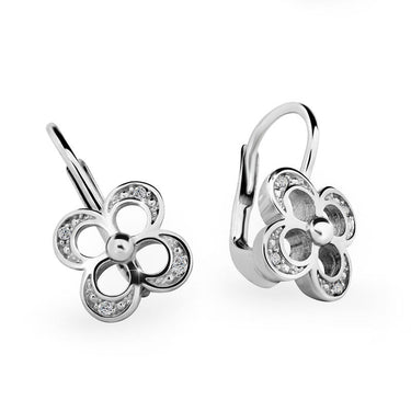 Dámské náušnice Danfil 3493 z bílého zlata s kamínky White, zapínání klapka